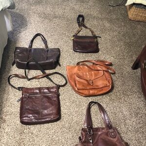 Leather Crossbody Bag in Cognac Brown - Unbranded